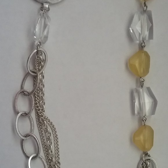 Kenneth Cole Chain Necklace Retro 1990s Silver Tone Metal & Glass - Picture 7 of 7